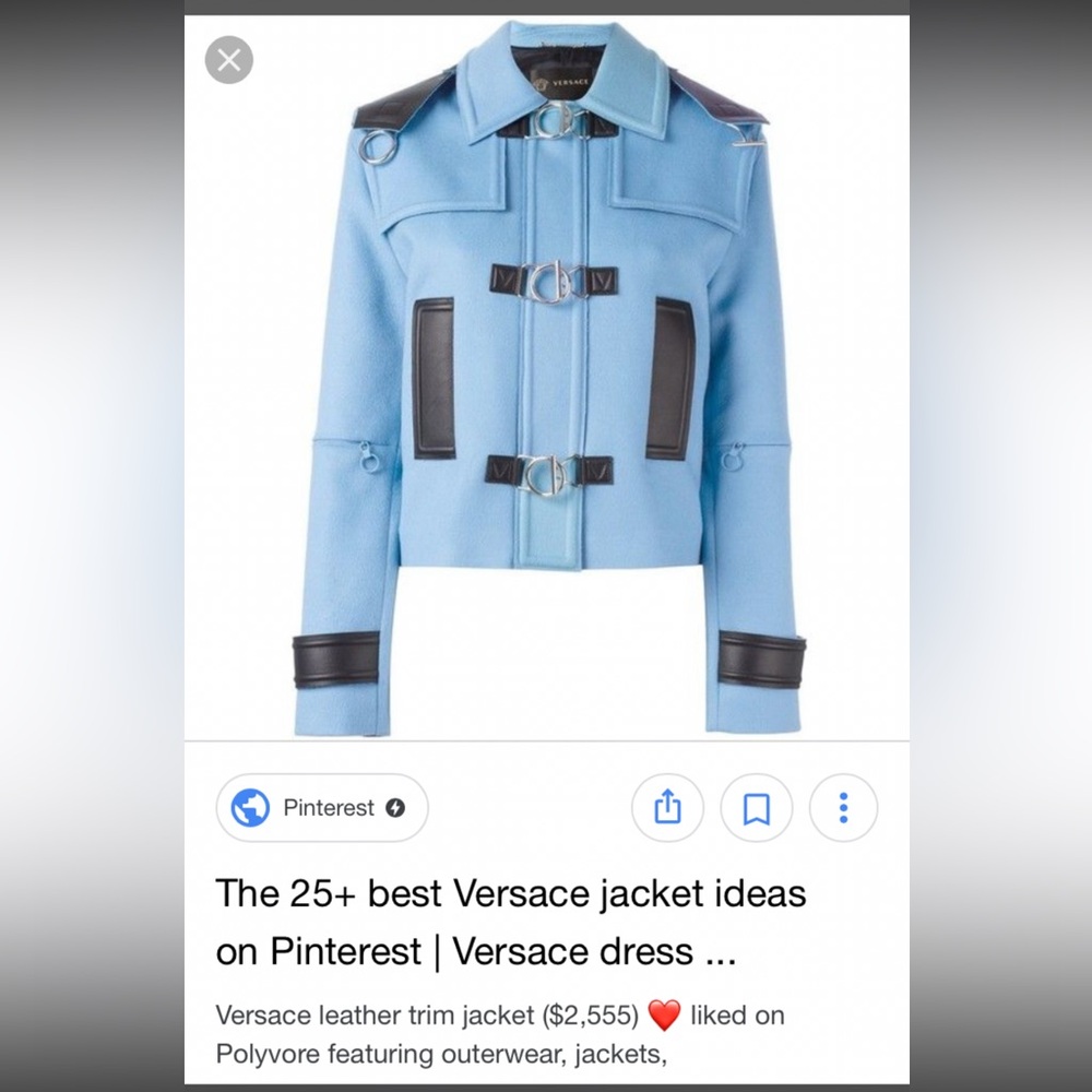 Versace Blue Leather Trim Jacket